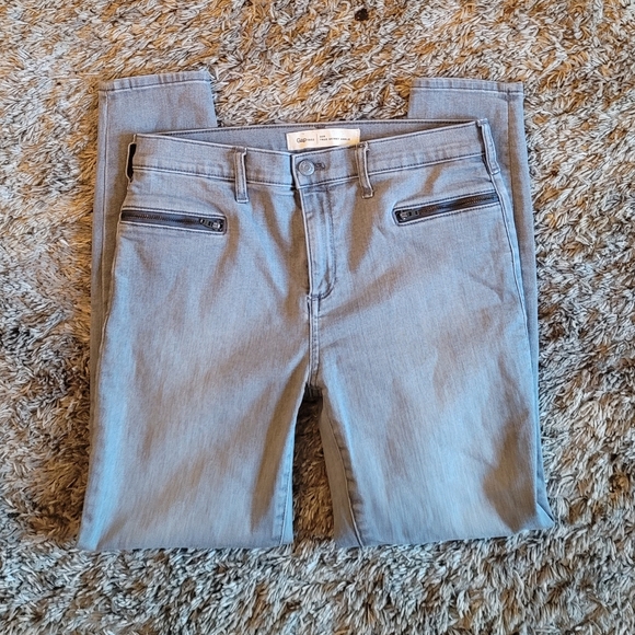 Gap 1969 Gray Wash True Skinny Ankle Denim Zippered Pockets Jeans 30 - Picture 2 of 10